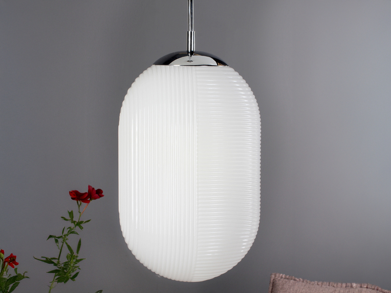 Pendelleuchte GREENWICH einflammig Relief Milchglas Lampenschirm, Ø 23cm