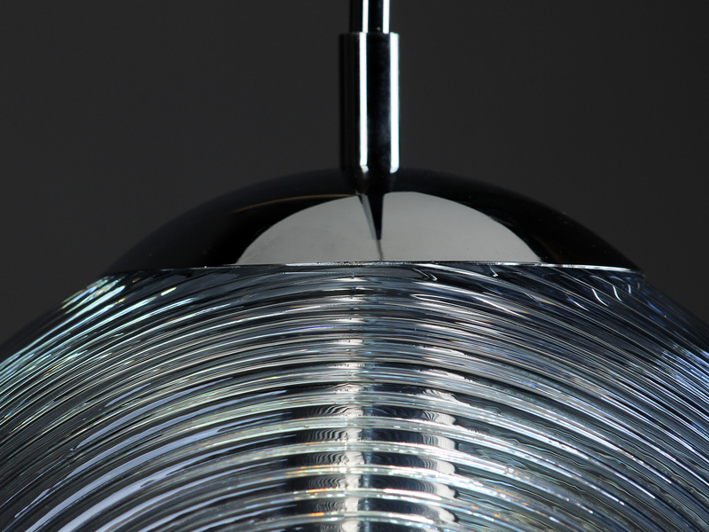 Pendelleuchte GREENWICH einflammig Relief Glasschirm in Blau, Ø 26cm