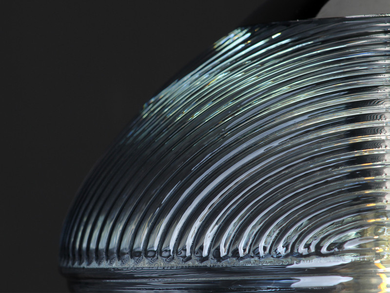 Pendelleuchte GREENWICH einflammig Relief Glasschirm in Blau, Ø 26cm