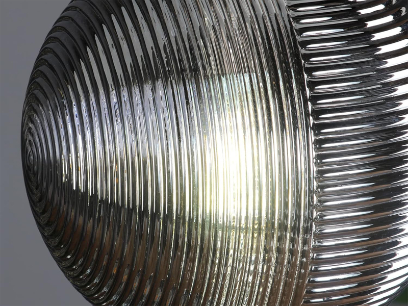 Pendelleuchte GREENWICH Relief Rauchglas Kugel Lampenschirm, Ø 25cm