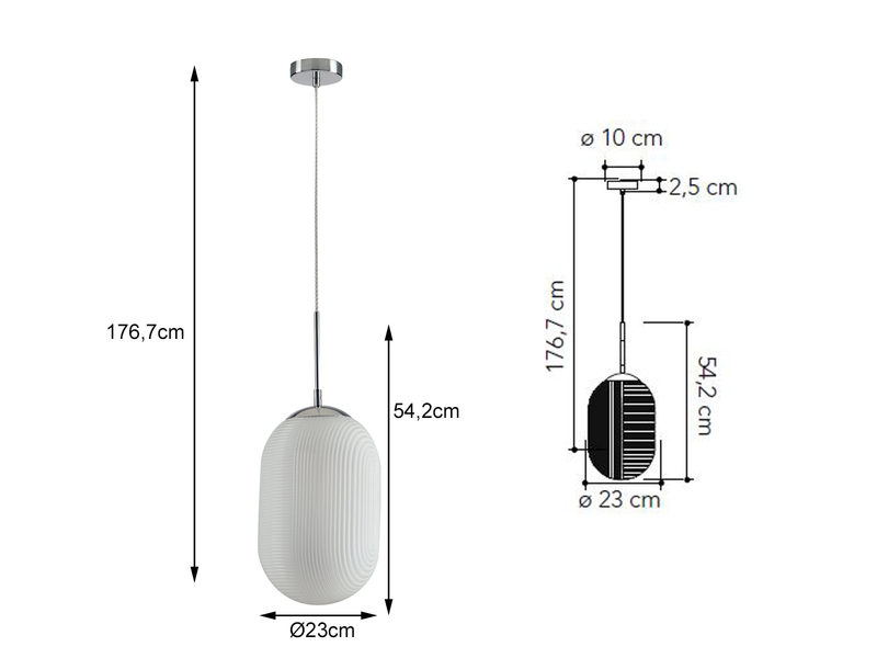 LED Pendelleuchte mit Relief Milchglas Lampenschirm Weiß, Ø 23cm