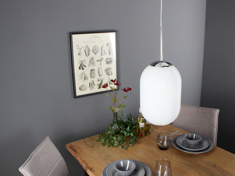 LED Pendelleuchte einflammig mit Relief Milchglas Lampenschirm Weiß, Ø 23cm