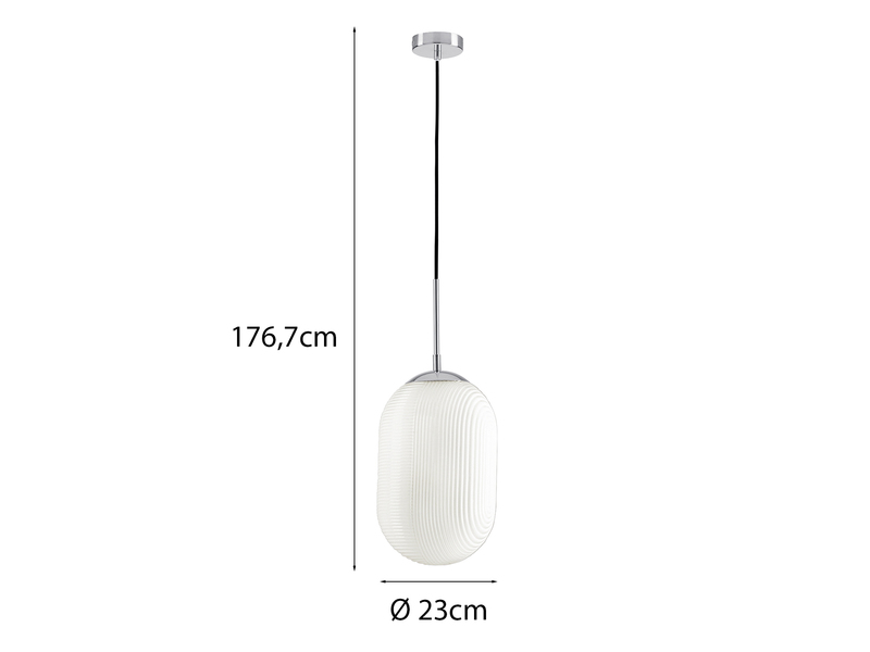 LED Pendelleuchte einflammig mit Relief Milchglas Lampenschirm Weiß, Ø 23cm