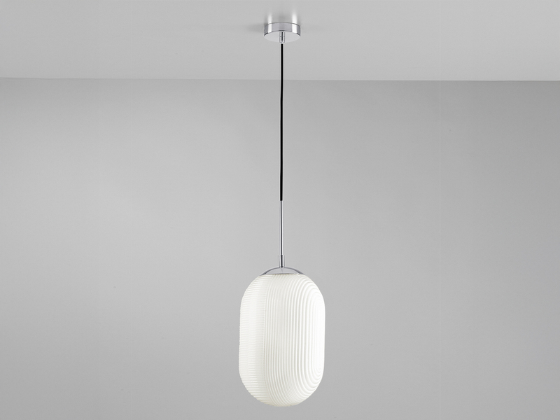 LED Pendelleuchte einflammig mit Relief Milchglas Lampenschirm Weiß, Ø 23cm