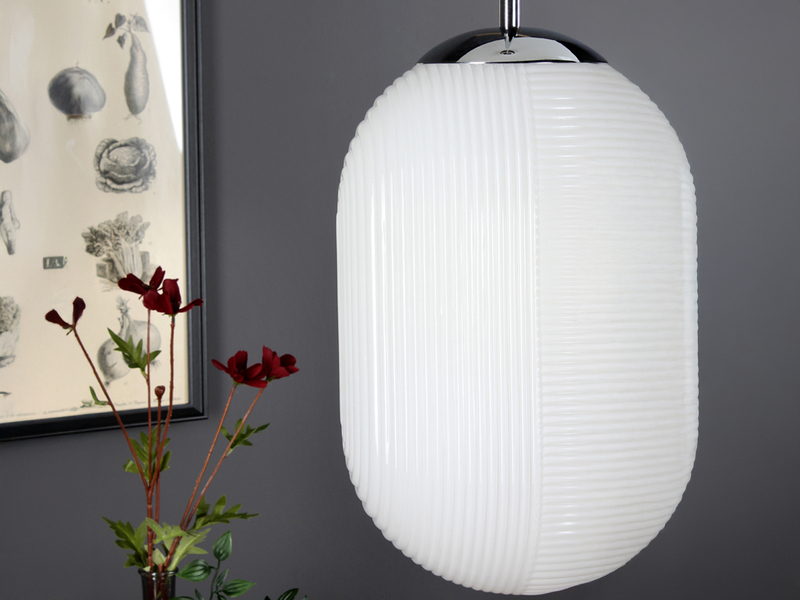 LED Pendelleuchte einflammig mit Relief Milchglas Lampenschirm Weiß, Ø 23cm