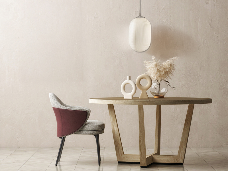 LED Pendelleuchte einflammig mit Relief Milchglas Lampenschirm Weiß, Ø 23cm