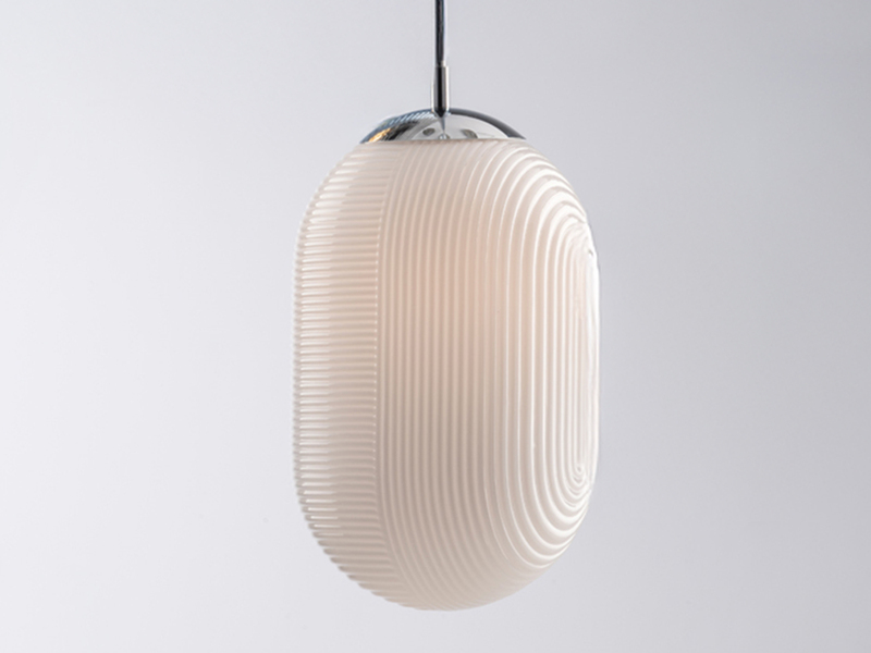 LED Pendelleuchte einflammig mit Relief Milchglas Lampenschirm Weiß, Ø 23cm