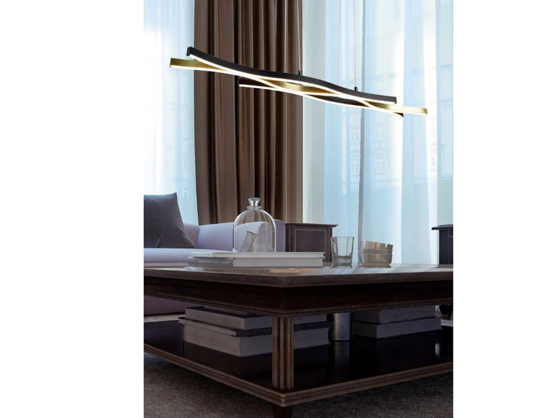 LED Pendelleuchte BLAZE Schwarz Gold dimmbar & 2 Lichtfarben, Breite 107cm
