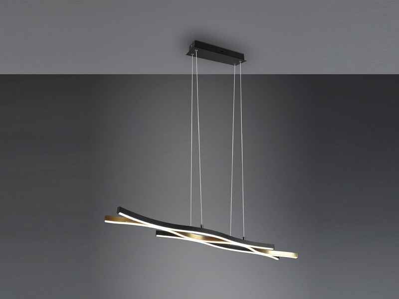 LED Pendelleuchte BLAZE Schwarz Gold dimmbar & 2 Lichtfarben, Breite 107cm
