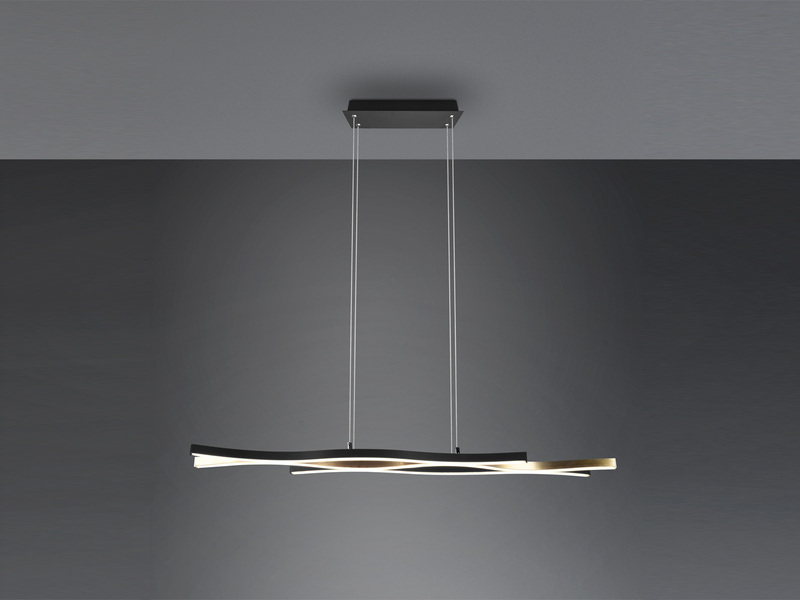 LED Pendelleuchte BLAZE Schwarz Gold dimmbar & 2 Lichtfarben, Breite 107cm