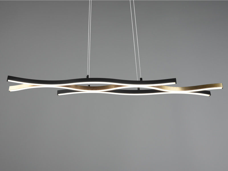 LED Pendelleuchte BLAZE Schwarz Gold dimmbar & 2 Lichtfarben, Breite 107cm