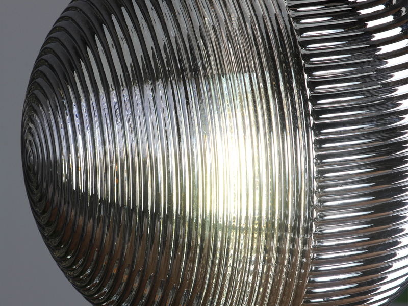 LED Pendelleuchte einflammig mit Relief Glaskugel aus Rauchglas, Ø 25cm