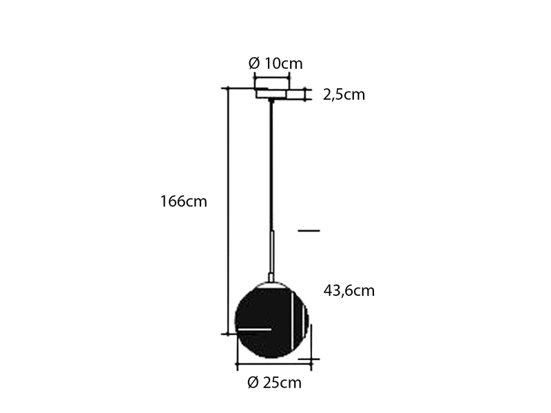 LED Pendelleuchte einflammig mit Relief Glaskugel aus Rauchglas, Ø 25cm