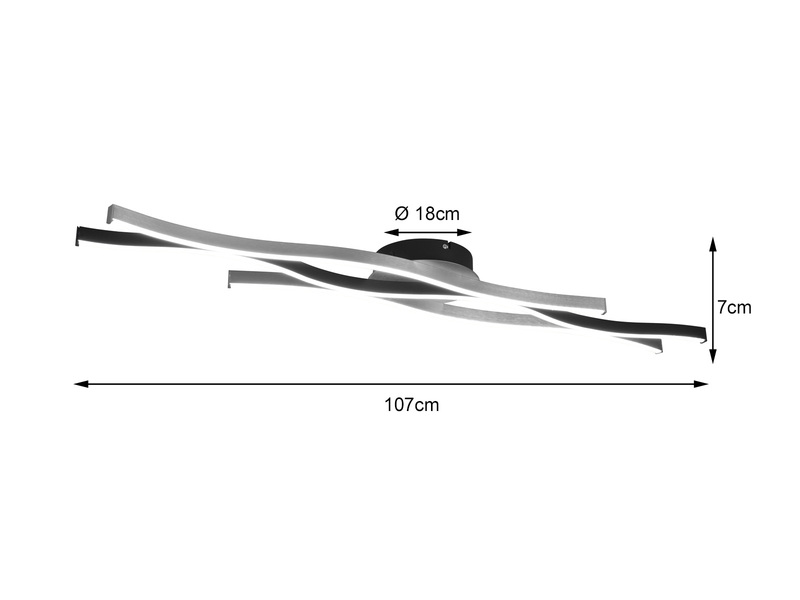 LED Deckenleuchte BLAZE lang dimmbar & 2 Lichtfarben Schwarz, Breite 107cm