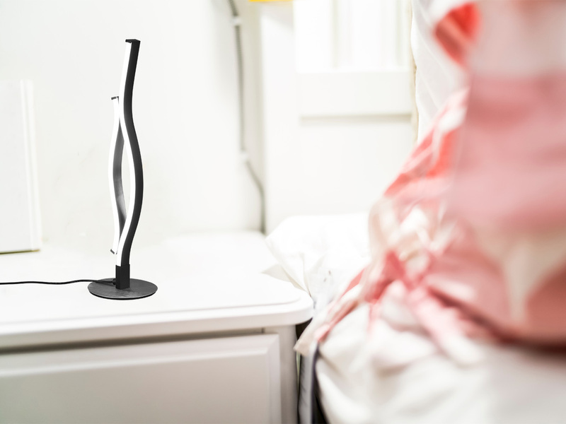 LED Tischleuchte BLAZE Lichtfarbe einstellbar dimmbar, Schwarz Silber, Höhe 48cm