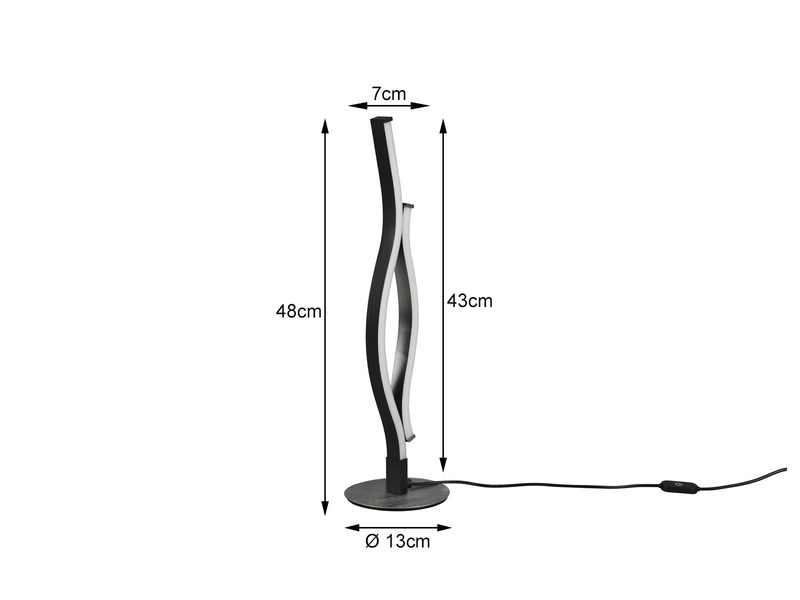 LED Tischleuchte BLAZE Lichtfarbe einstellbar dimmbar, Schwarz Silber, Höhe 48cm