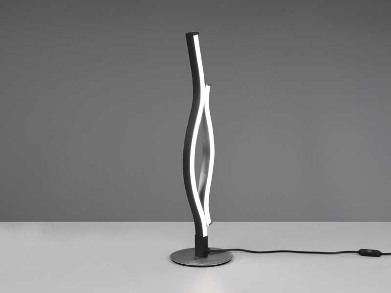 LED Tischleuchte BLAZE Lichtfarbe einstellbar dimmbar, Schwarz Silber, Höhe 48cm