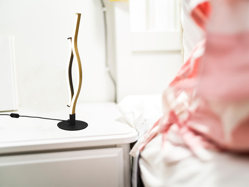 LED Tischleuchte BLAZE Lichtfarbe einstellbar dimmbar Schwarz Gold, Höhe 48cm