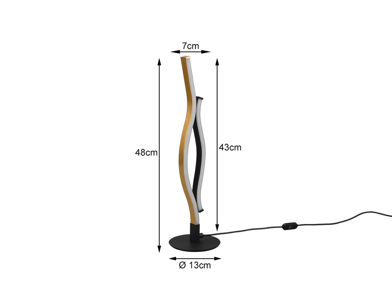 LED Tischleuchte BLAZE Lichtfarbe einstellbar dimmbar Schwarz Gold, Höhe 48cm