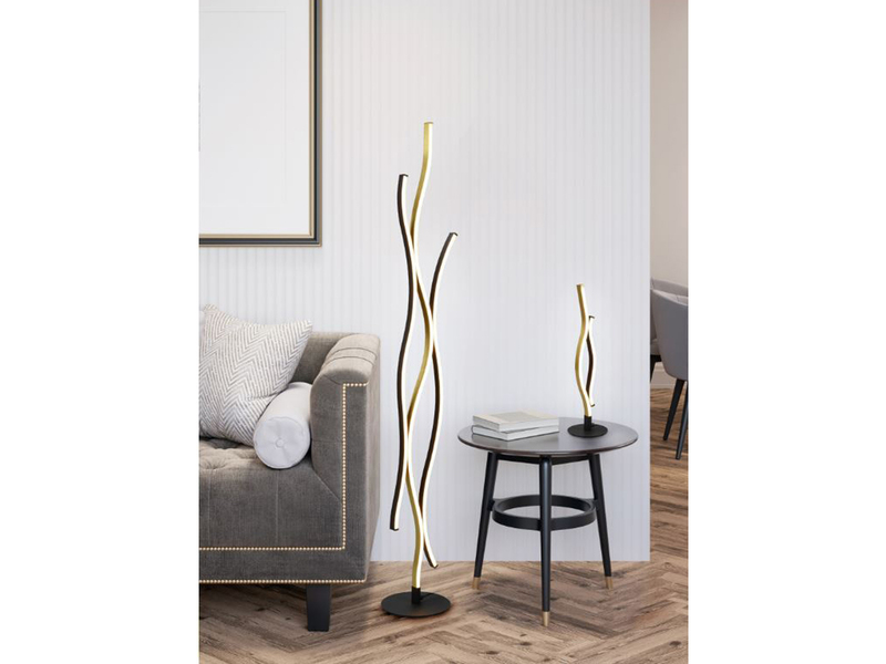 LED Tischleuchte BLAZE Lichtfarbe einstellbar dimmbar Schwarz Gold, Höhe 48cm