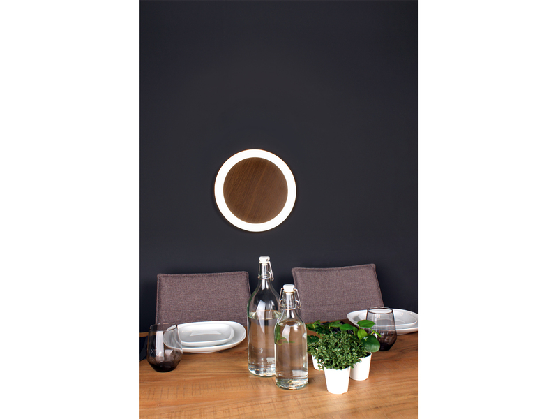 LED Wandleuchte MOON für Wand & Decke Holzoptik 3 Stufen dimmbar, Ø30cm