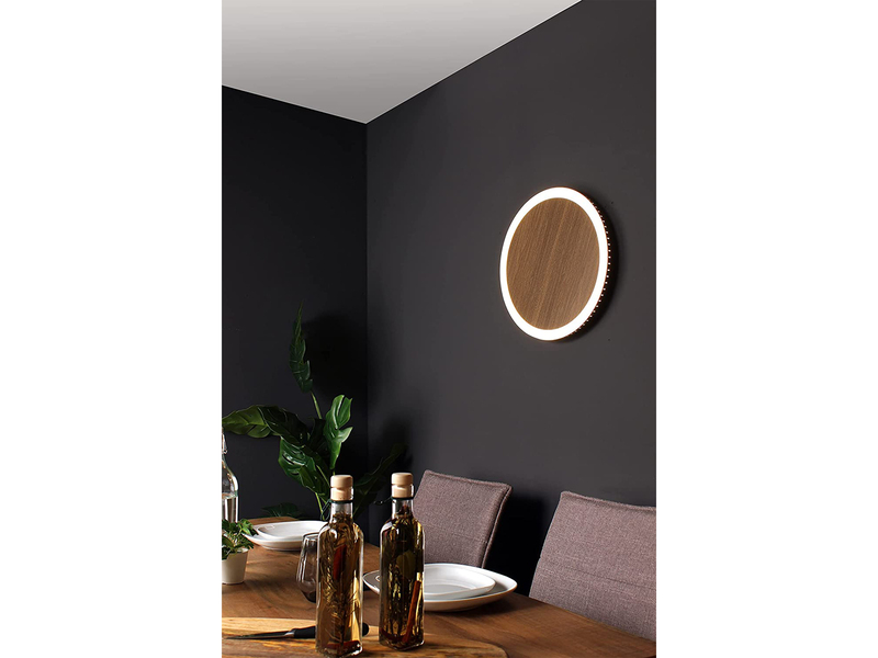 LED Wandleuchte MOON für Wand & Decke Holzoptik 3 Stufen dimmbar, Ø30cm