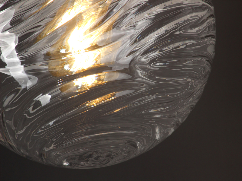 Kleine Deckenleuchte NEREIDE Glaskugel Wellenmuster Transparent, Ø 25cm