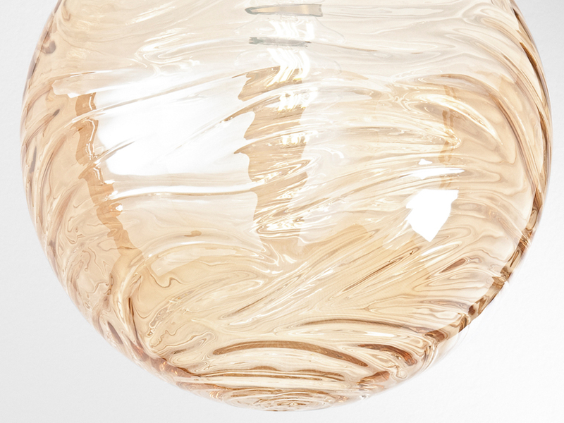 Kleine Deckenleuchte NEREIDE Glaskugel Wellenmuster Champagner, Ø 25cm