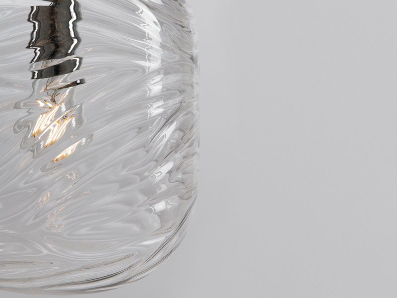 Pendelleuchte NEREIDE 2-flammig Wellenmuster Klarglas Transparent, Höhe 250cm