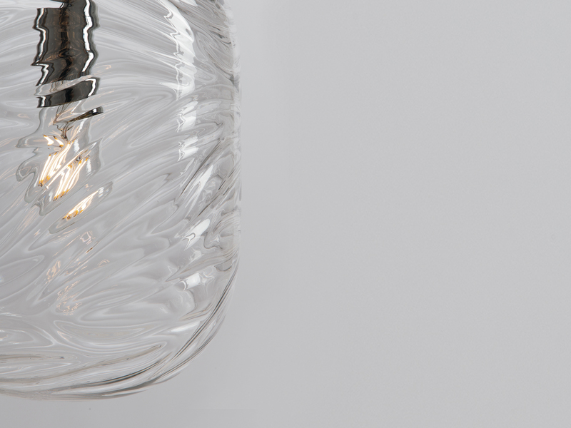 LED Pendelleuchte 2-flammig Klarglas mit Wellenmuster, Höhe 250cm