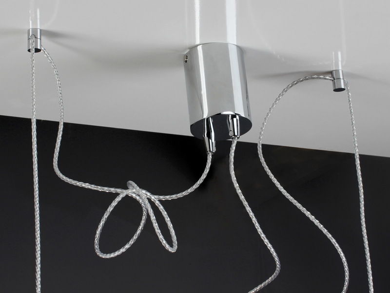 LED Pendelleuchte 2-flammig Wellenmuster Klarglas Transparent, Höhe 250cm
