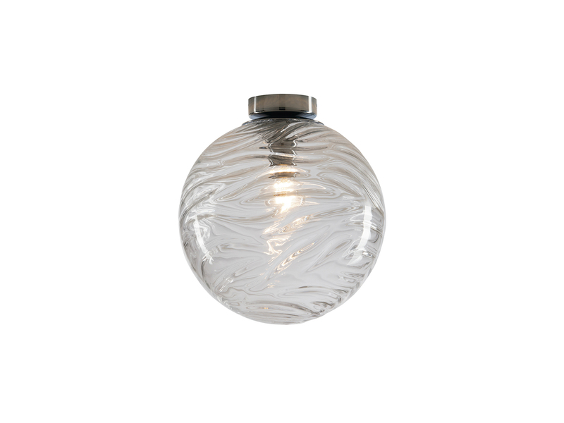 LED Deckenleuchte Glaskugel Wellenmuster Transparent, Globe Ø25cm