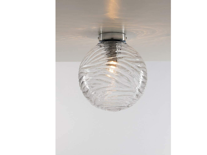 LED Deckenleuchte Glaskugel Wellenmuster Transparent, Globe Ø25cm