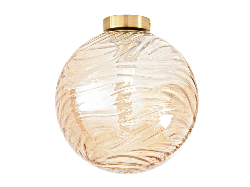 Kleine LED Deckenleuchte Glaskugel Wellenmuster Champagner, Ø 30cm