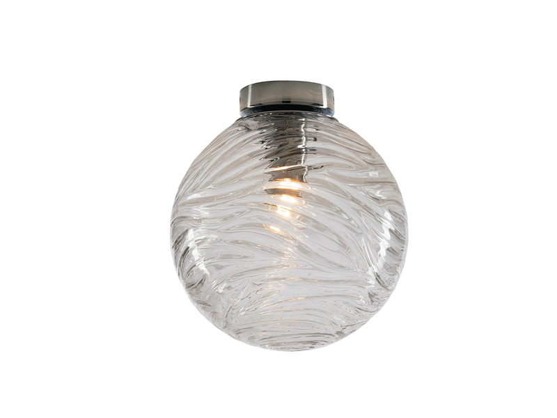 LED Deckenleuchte Glaskugel Wellenmuster Transparent, Globe Ø30cm