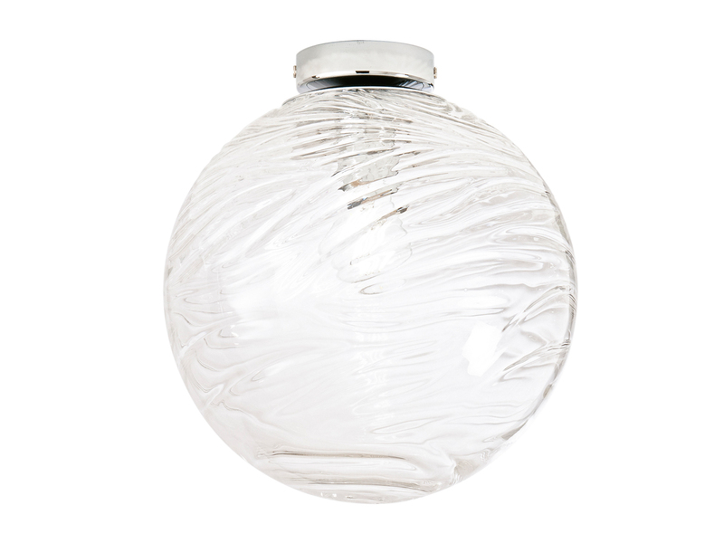 Kleine LED Deckenleuchte Glaskugel Wellenmuster Transparent, Ø 30cm