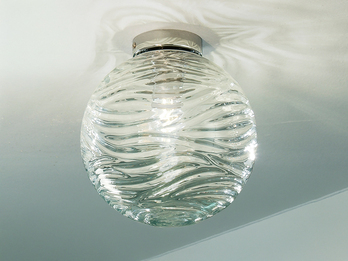 Kleine LED Deckenleuchte Glaskugel Wellenmuster Transparent, Ø 30cm