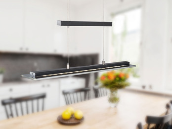 LED Pendelleuchte TENSO Schwarz dimmbar & höhenverstellbar bis 150cm, B: 88cm