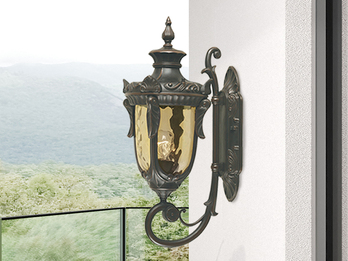 Außenwandlaterne PHILADELPHIA Jugendstil mit Amberglas, Höhe 53cm