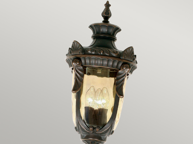 Mastleuchte PHILADELPHIA Jugendstil mit Amberglas, Höhe 237cm