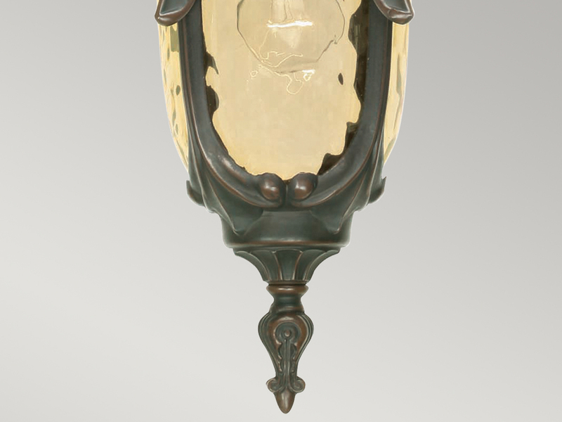 Außen Hängeleuchte PHILADELPHIA Jugendstil mit Amberglas, Ø19cm