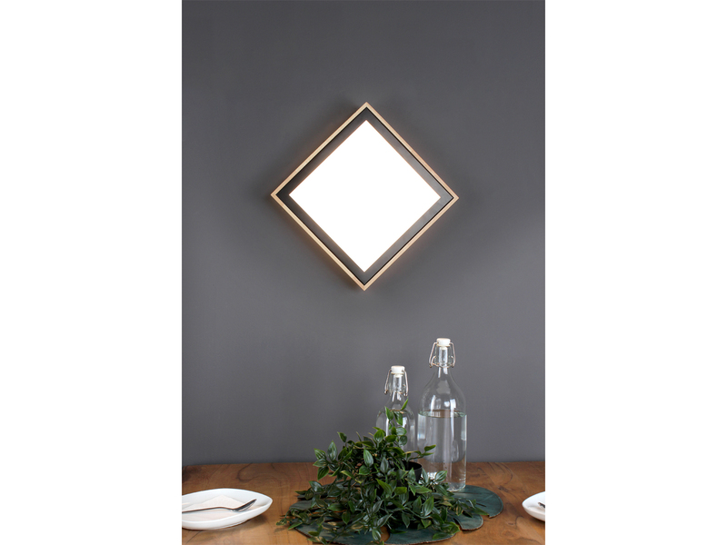 LED Wandleuchte SOLSTAR für Wand & Decke, Holzdesign eckig 28x28cm