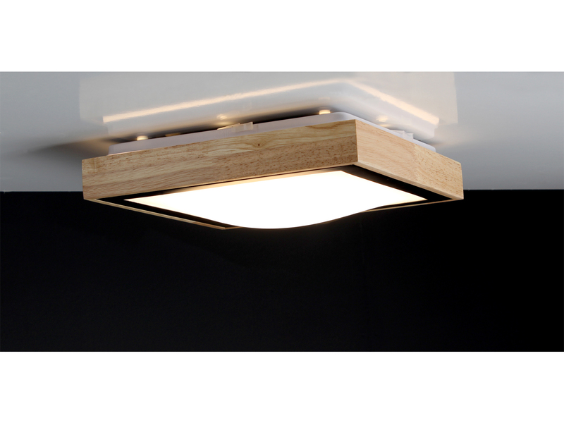 LED Wandleuchte SOLSTAR für Wand & Decke, Holzdesign eckig 28x28cm
