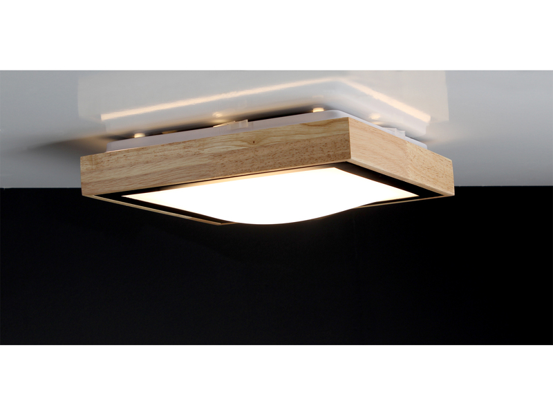 LED Wandleuchte SOLSTAR für Wand & Decke, Holzdesign eckig 33x33cm