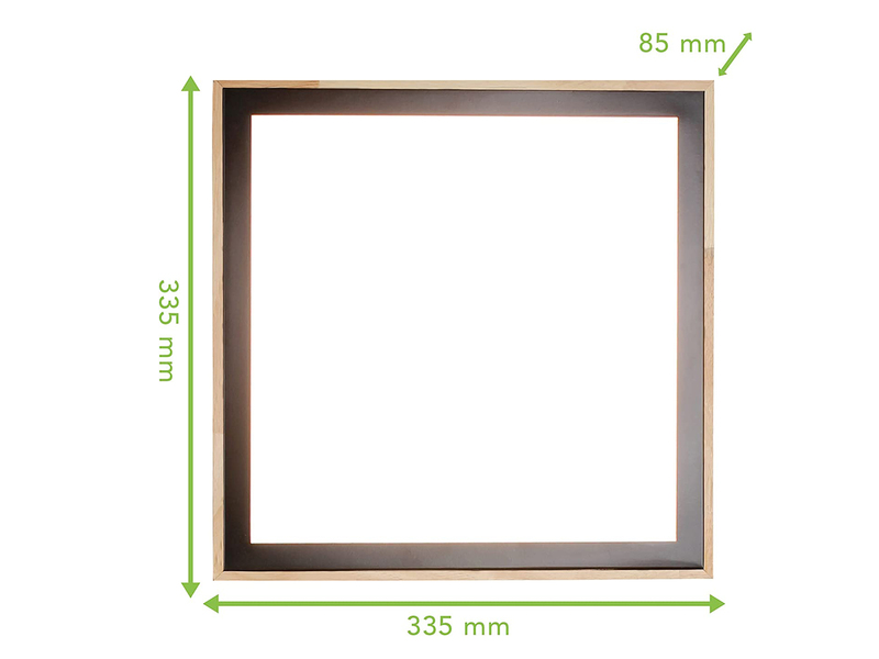 LED Wandleuchte SOLSTAR für Wand & Decke, Holzdesign eckig 33x33cm