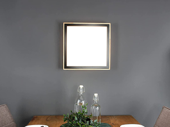 LED Wandleuchte SOLSTAR für Wand & Decke, Holzdesign eckig 33x33cm