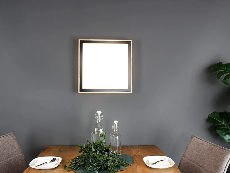 LED Wandleuchte SOLSTAR für Wand & Decke, Holzdesign eckig 39x39cm