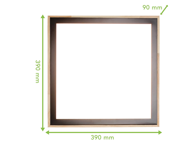 LED Wandleuchte SOLSTAR für Wand & Decke, Holzdesign eckig 39x39cm