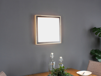LED Wandleuchte SOLSTAR für Wand & Decke, Holzdesign eckig 39x39cm