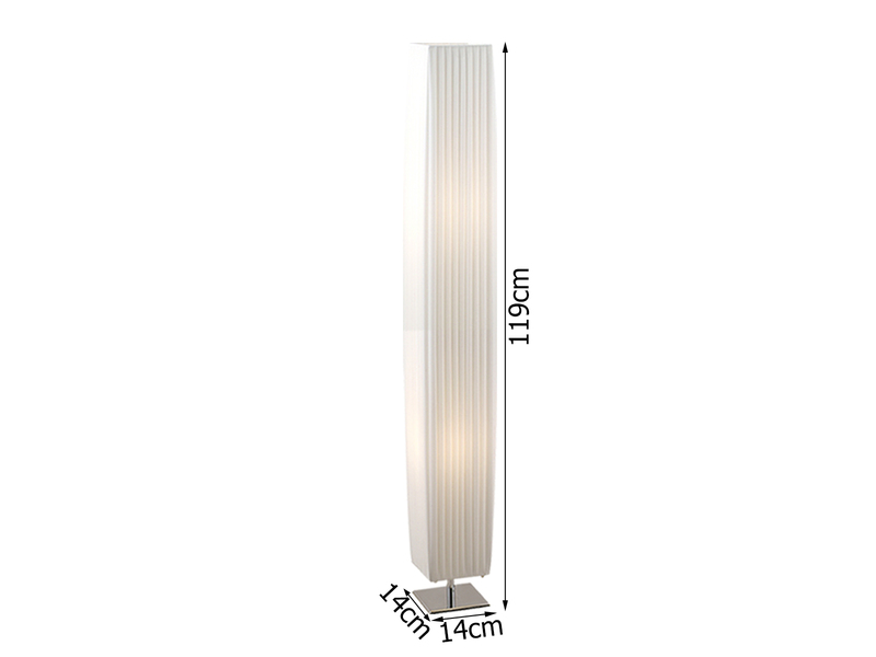 Kleine LED Stehleuchte mit Plissee Stoffschirm Weiß eckig, Höhe 119cm
